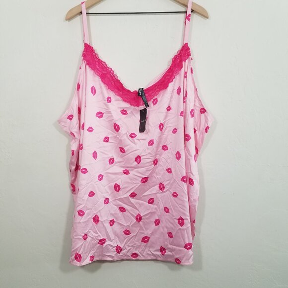 NWT Torrid Dream Satin Lace Trim Sleeveless Sleep Top Pink Size 6 - Picture 1 of 5